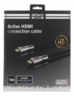 DELTACO PRIME aktiv HDMI-kabel, 15m, Brodert, HDMI High Speed med Ethernet, HDMI Type A ha