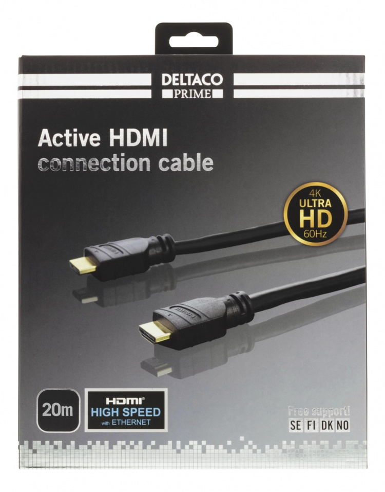 DELTACO PRIME aktiv HDMI-kabel, 20m, 4K 60Hz, Spectra, svart DELTACO PRIME aktiv HDMI-kabel, 20m, 4K 60Hz, Spectra, svart