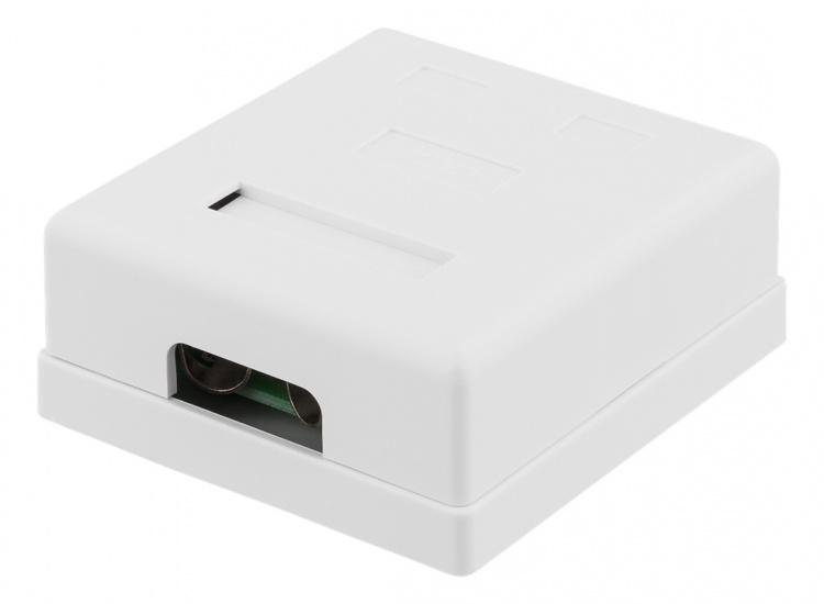 DELTACO skjermet vegguttak, utenpåliggende FTP 2xRJ45, Cat6, hvit