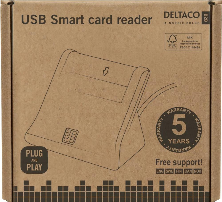 DELTACO UCR-156 Smartkortleser, USB, svart DELTACO UCR-156 Smartkortleser, USB, svart
