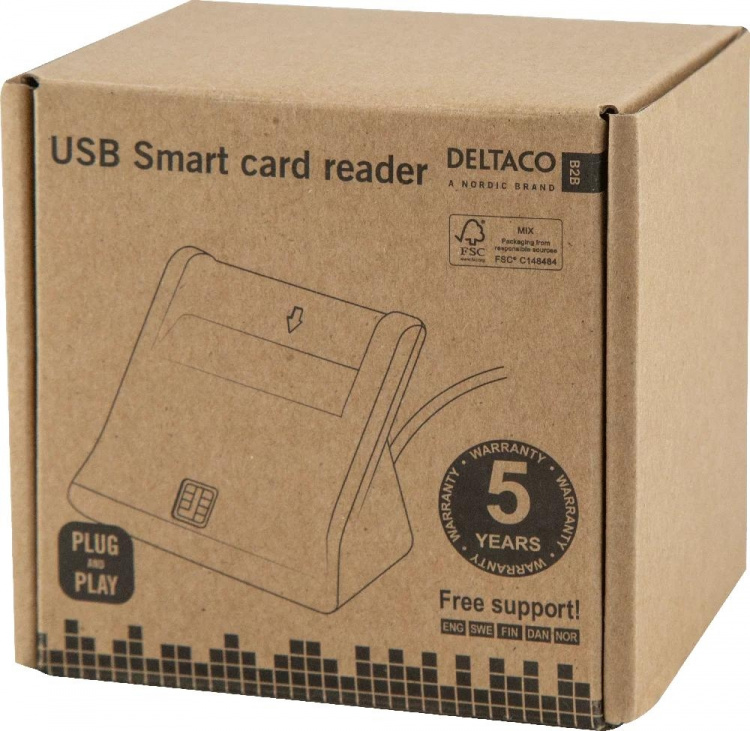 DELTACO UCR-156 Smartkortleser, USB, svart DELTACO UCR-156 Smartkortleser, USB, svart