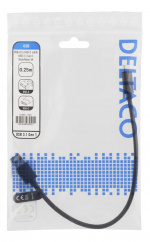 DELTACO USB 3.1 Gen1 USB-C til USB-A kabel med stoffbelegg, 0,25 m, 60 W 3A, svart
