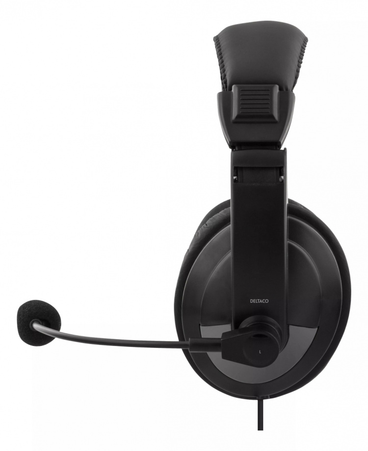 DELTACO USB stereohodesett, 40 mm element, 32 ohm, 20Hz-20kHz, svart