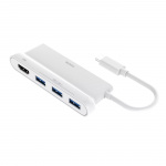 DELTACO USB-C-hub, 1x HDMI 4K ved 30 Hz, 3x USB-A 3.1, hvit