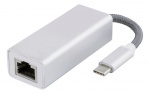 DELTACO USB-C-nettverksadapter, Gigabit, RJ45, hvit pose, sølv DELTACO USB-C-nettverksadapter, Gigabit, RJ45, hvit pose, sølv