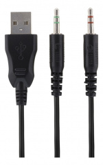 DELTACO GAMING Stereo gaming-hodesett, 57 mm elementer, LED-belysning, svart