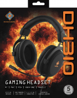 DELTACO GAMING Stereo gaming-hodesett, 57 mm elementer, LED-belysning, svart