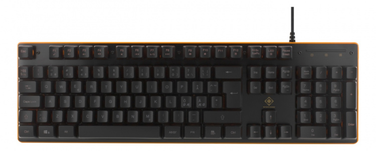 DELTACO GAMING tastatur med membranbryter, nordisk layout, oransje belysning