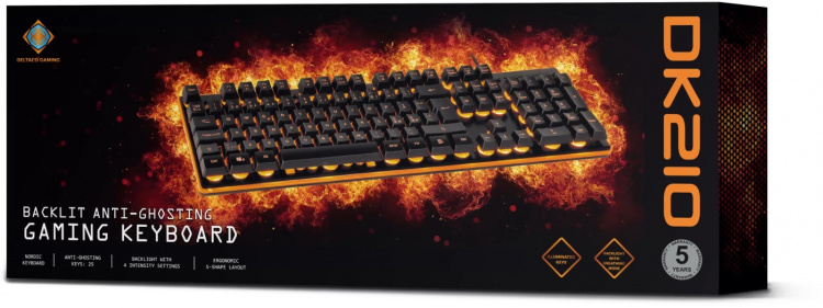 DELTACO GAMING tastatur med membranbryter, nordisk layout, oransje belysning