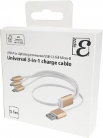 EPZI Multi-lader, USB-C, Lightning, Micro USB, USB-A, 50 cm, hvit EPZI Multi-lader, USB-C, Lightning, Micro USB, USB-A, 50 cm, hvit