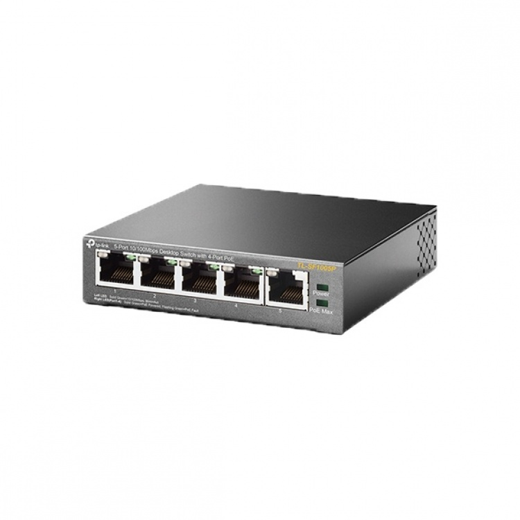TP-LINK Skrivebordssvitsj, 4-port, PoE, 100 Mbps, 58W, svart