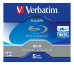 Verbatim BD-R SL Datalife, 25 GB, 6 x hastighet, 5-pakning, BD-R versjon 1.3