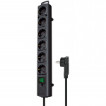 Extension socket Comfort-Line 6-Vei 2.00 m Sort - Beskyttende Kontakt
