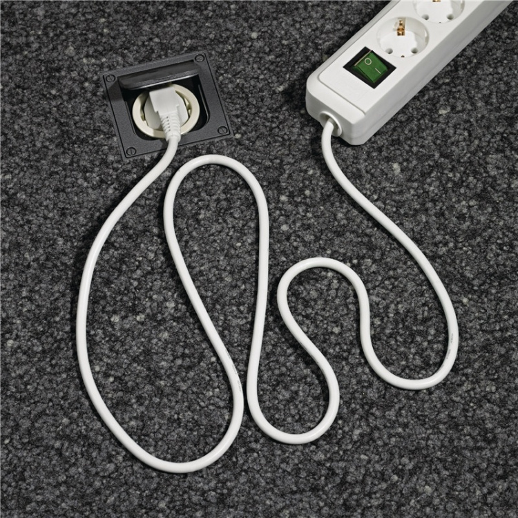 Extension socket Eco-Line 6-Vei 3.00 m Sort - Beskyttende Kontakt