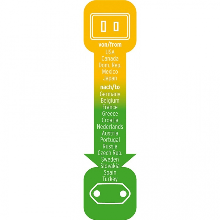 Reise Adapter USA-til-Europa med 2,5 A-sikring