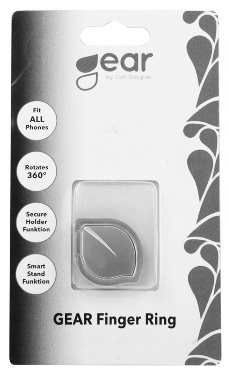 Gear MobilRing Løv Sølv Matt Fingerholder med Stativfunksjon