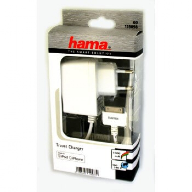 Hama iPhone4 lader 220V Hvit MFI Hama iPhone4 lader 220V Hvit MFI