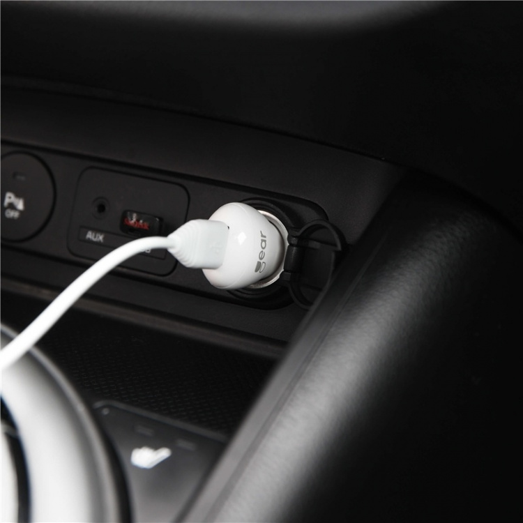 Gear Lader 12-24V 1xUSB 1A Hvit MicroUSB Kabel Rund 1m