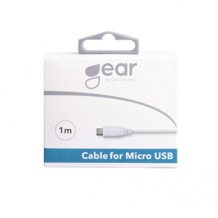 Gear Rund ladekabel MicroUSB til USB-A 1m Hvit Gear Rund ladekabel MicroUSB til USB-A 1m Hvit