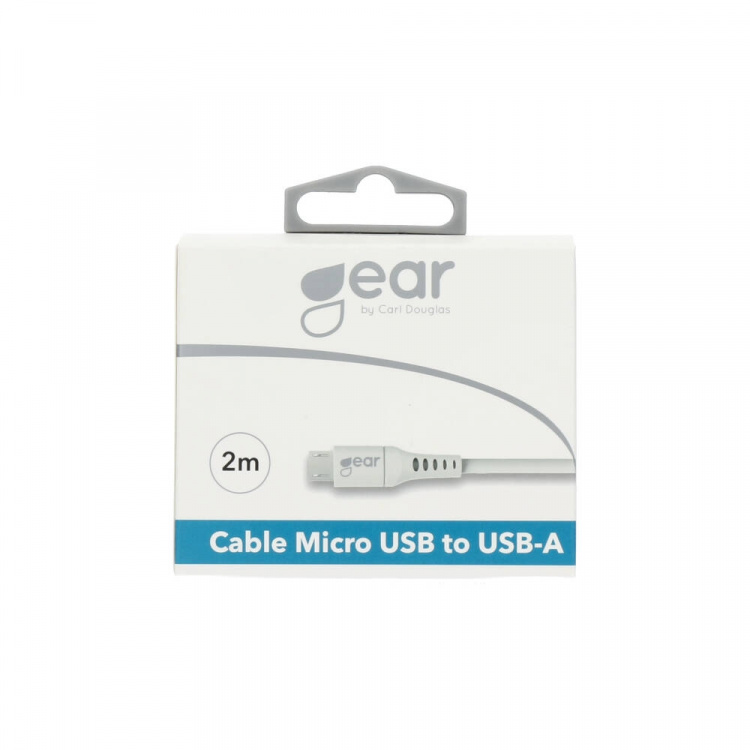 Gear Rund ladekabel MicroUSB til USB-A 2m Hvit Gear Rund ladekabel MicroUSB til USB-A 2m Hvit