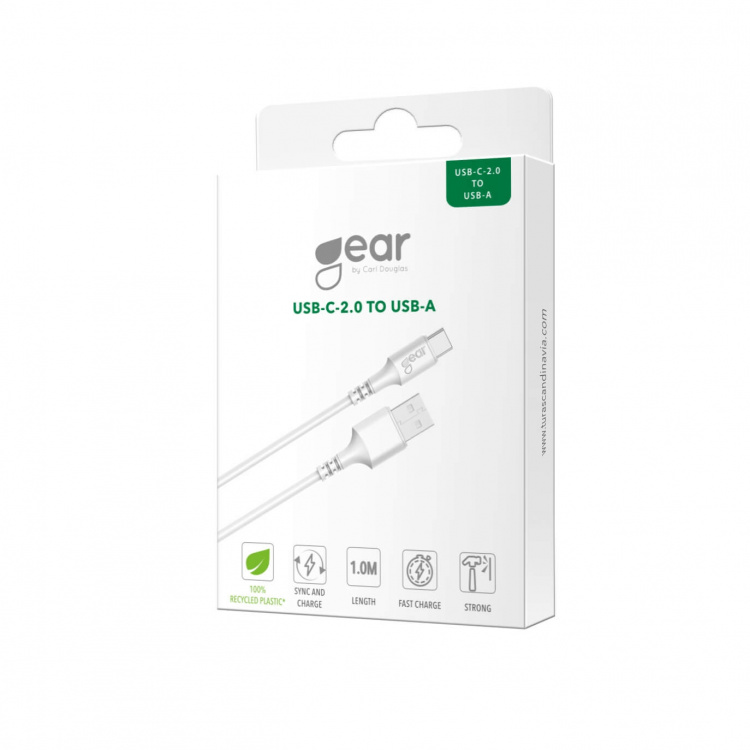 Gear Ladekabel USB-A til USB-C 2.0 1m Hvit Rund