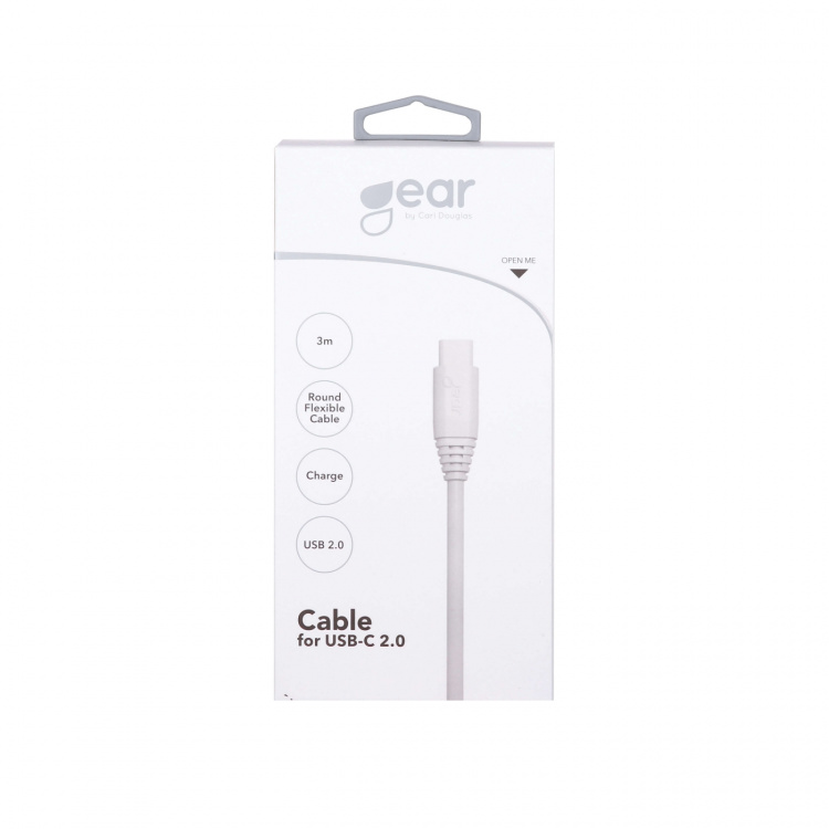 Gear Ladekabel USB-A til USB-C 2.0 3m Hvit Rund