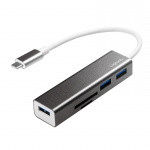 LogiLink USB-C Hub 3-porter + minnekortleser