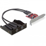 DeLOCK PCIe x1-kort, USB 3.0, 2xType A-porter på frontpanelet, diskettstrøm
