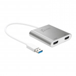 J5 USB 3.0 til Dual-HDMI, flerskjermsadapter, 4K, USB 3.0, sølv