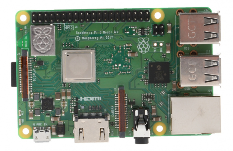 Raspberry Pi 3 Model B+, enkeltkortdatamaskin, Bluetooth, Wi-Fi, PoE
