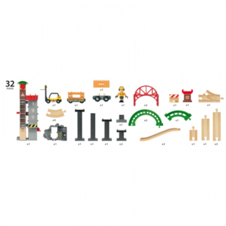 Brio 33887 Sett med heissjakt og bro. Brio 33887 Sett med heissjakt og bro.