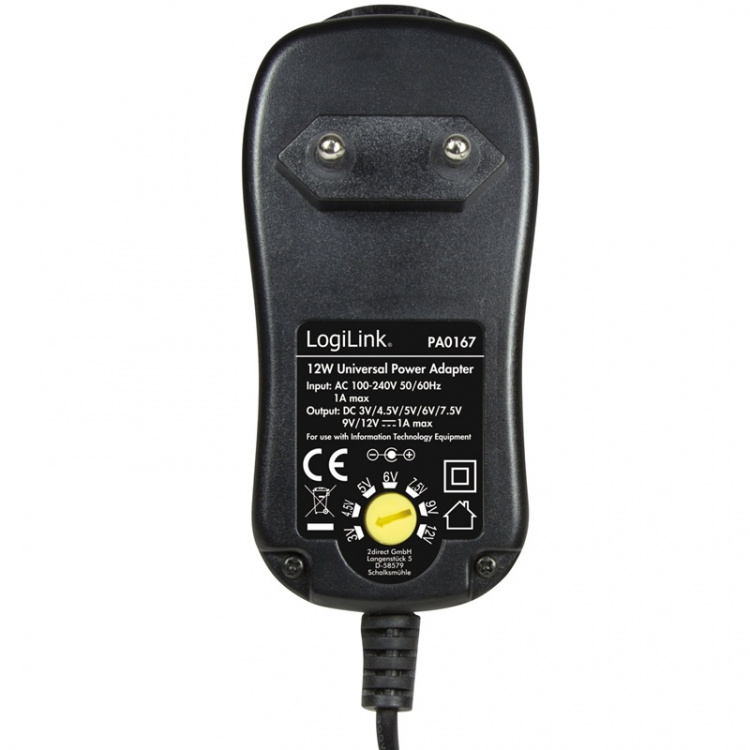 LogiLink Strømadapter 230V-> 3-12V 1A 12W LogiLink Strømadapter 230V-> 3-12V 1A 12W