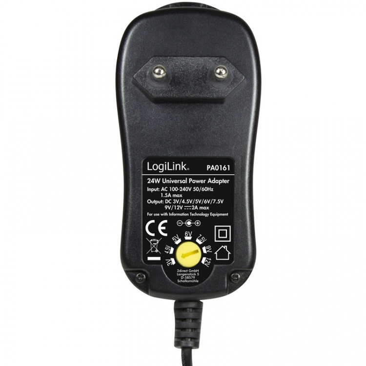LogiLink Strømadapter 230V-> 3-12V 2A 24W LogiLink Strømadapter 230V-> 3-12V 2A 24W
