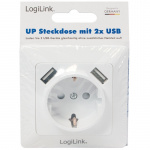 LogiLink Vegguttak 230V med 2xUSB 2,1A LogiLink Vegguttak 230V med 2xUSB 2,1A
