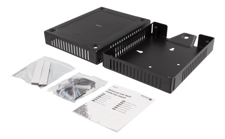 DELTACO Universal tyverisikringsbrakett for mediebokser, monteringssett, s