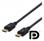 DELTACO DisplayPort-kabel, 1 m, 4K UHD, DP 1.2, svart