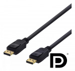 DELTACO DisplayPort-kabel, 1 m, 4K UHD, DP 1.2, svart