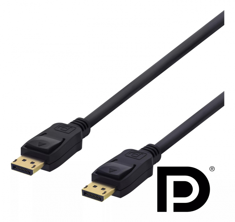 DELTACO DisplayPort-kabel, 1 m, 4K UHD, DP 1.2, svart