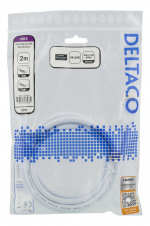 DELTACO Høyhastighets Premium HDMI-kabel, 2 m, Ethernet, 4K UHD, hvit DELTACO Høyhastighets Premium HDMI-kabel, 2 m, Ethernet, 4K UHD, hvit