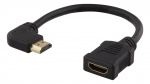 DELTACO Fleksibel HDMI-adapter, 0,2 m, vinklet til høyre, HDMI M/F, UHD, svart DELTACO Fleksibel HDMI-adapter, 0,2 m, vinklet til høyre, HDMI M/F, UHD, svart