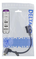 DELTACO Fleksibel HDMI-adapter, 0,2 m, vinklet til høyre, HDMI M/F, UHD, svart DELTACO Fleksibel HDMI-adapter, 0,2 m, vinklet til høyre, HDMI M/F, UHD, svart
