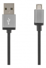 DELTACO USB-kabel, tøykledd, type A ha - type Micro B, 1 m, svart DELTACO USB-kabel, tøykledd, type A ha - type Micro B, 1 m, svart
