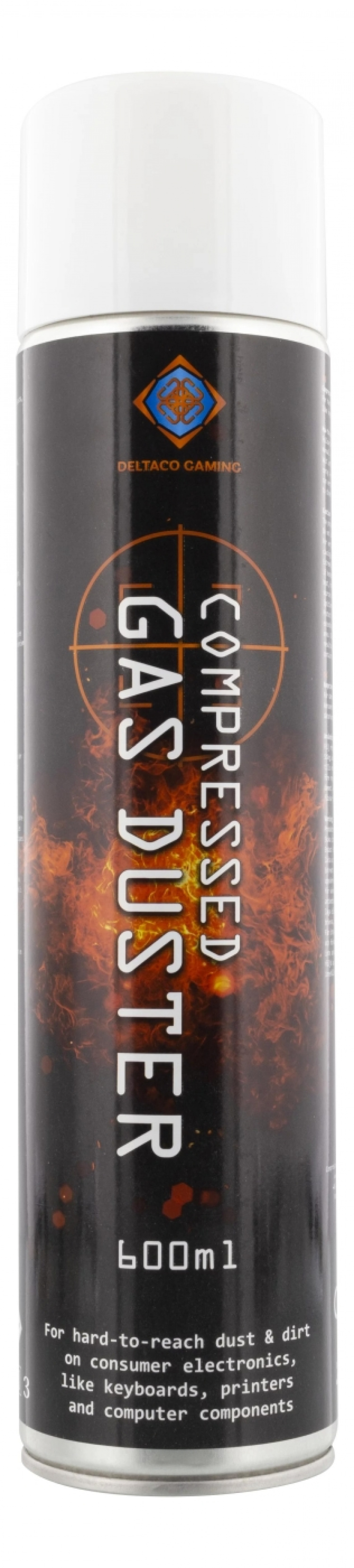 DELTACO GAMING trykkluftbeholder, 600 ml, fleksibel dyse, svart