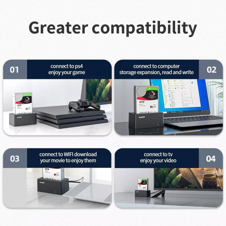 Ekstern harddiskdokk, USB-B, 3,5