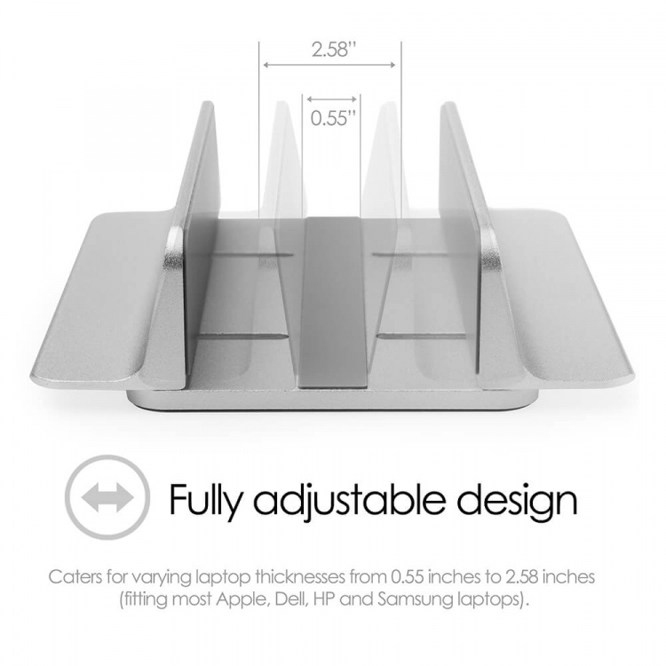 Desire2 Bordstativ for Mac/Ultrabooks Justerbar Aluminiun Sølv