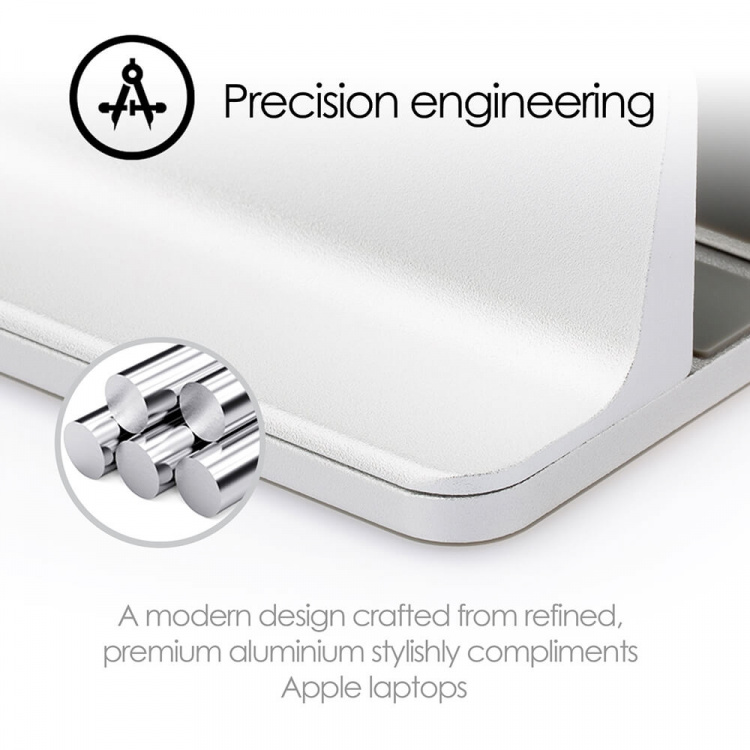 Desire2 Bordstativ for Mac/Ultrabooks Justerbar Aluminiun Sølv