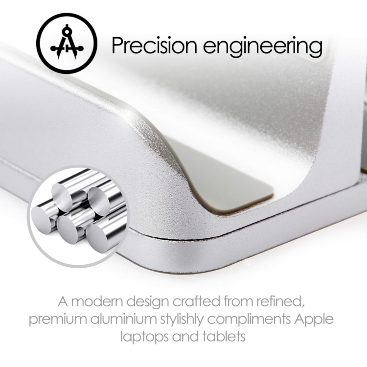 Desire2 Dual Bordstativ for Tablet Mac/Ultrabooks Justerbar Aluminiun Sølv