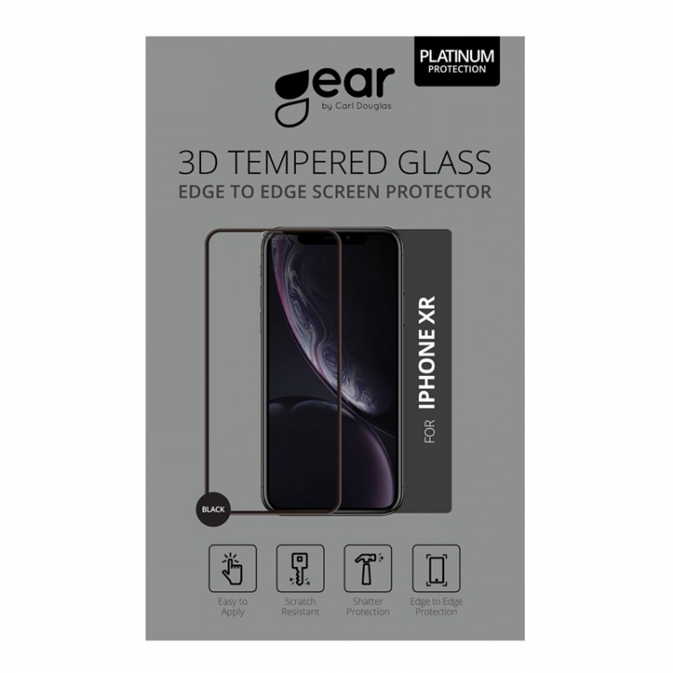 Gear Skjermbeskyttelse 3D Platinum Buet Glass Svart Ramme - iPhone XR / 11 Gear Skjermbeskyttelse 3D Platinum Buet Glass Svart Ramme - iPhone XR / 11