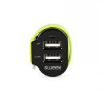 Sweex Billader 3-ttganger 6 A 2 x USB / Micro USB Sort/Grøn