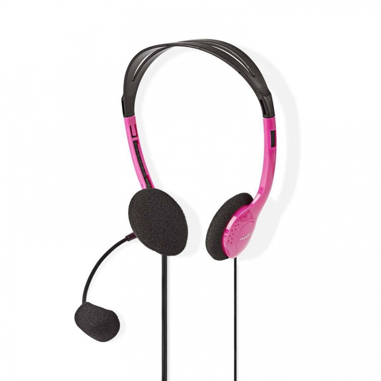 Nedis PC-hodesett | On-Ear | Stereo | 2x 3.5 mm | Fold-Away Mikrofon | Rosa